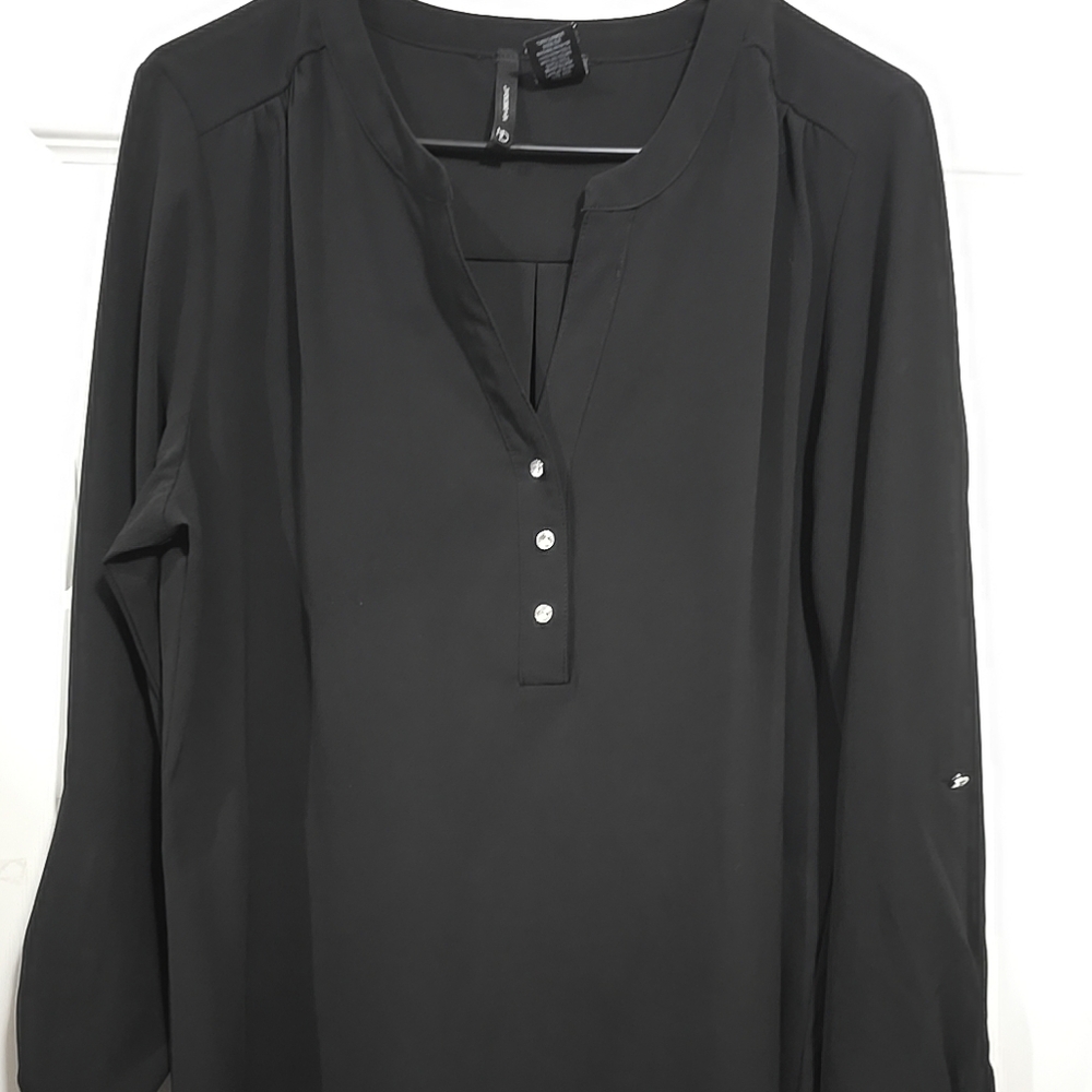 New Directions Dress Shirt W/ Rhinestone Buttons Sz Large